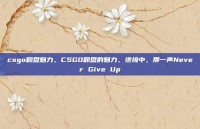 csgo翻盘魅力，CSGO翻盘的魅力，绝境中，那一声Never Give Up