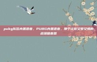 pubg队伍内置语音，PUBG内置语音，那个让你又爱又恨的战场噪音器
