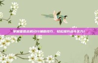 掌握雷霆战机iOS辅助技巧，轻松提升战斗实力！