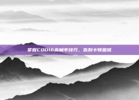 掌握COD16高帧率技巧，告别卡顿困扰