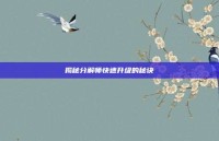 揭秘分解师快速升级的秘诀
