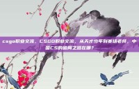 csgo职业交流，CSGO职业交流，从天才少年到赛场老将，中国CS的破局之路在哪？