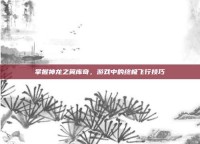 掌握神龙之翼库奇，游戏中的终极飞行技巧
