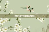 掌握火炮手技能加点的艺术