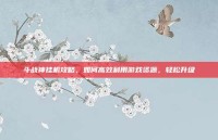 斗战神挂机攻略，如何高效利用游戏资源，轻松升级