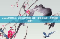 csgo手游防卡，CSGO手游总卡顿？学会这5招，告别掉帧神器！
