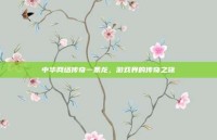 中华网络传奇一条龙，游戏界的传奇之旅