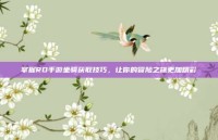 掌握RO手游坐骑获取技巧，让你的冒险之旅更加精彩
