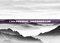 CSOL单机版黑龙炮，终极武器的探索与攻略