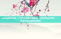 pubg战队认证，PUBG战队认证背后，从野队到正规军，一场电竞生态的自我革命