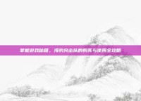 掌握游戏秘籍，海豹突击队的购买与使用全攻略