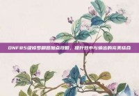 DNF85级修罗刷图加点攻略，提升效率与输出的完美结合