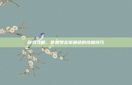 游戏攻略，掌握罗志军角色的终极技巧