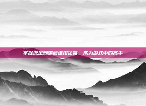 掌握流星蝴蝶剑连招秘籍，成为游戏中的高手