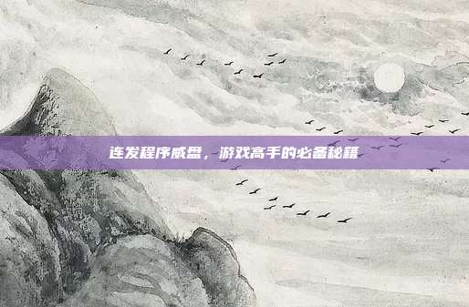 连发程序威盘，游戏高手的必备秘籍