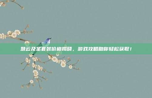 慧云及圣套装价格揭晓,游戏攻略助你轻松获取!
