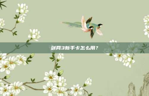 剑网3新手卡怎么用?