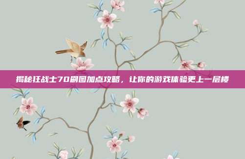 揭秘狂战士70刷图加点攻略,让你的游戏体验更上一层楼