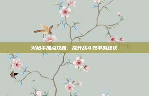 火枪手加点攻略,提升战斗效率的秘诀