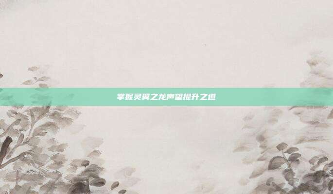 掌握灵翼之龙声望提升之道