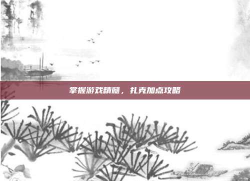 掌握游戏精髓,扎克加点攻略