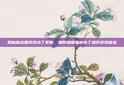 揭秘魔法盾游戏补丁更新,如何利用最新补丁提升游戏体验