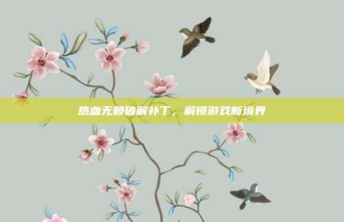 热血无赖破解补丁,解锁游戏新境界