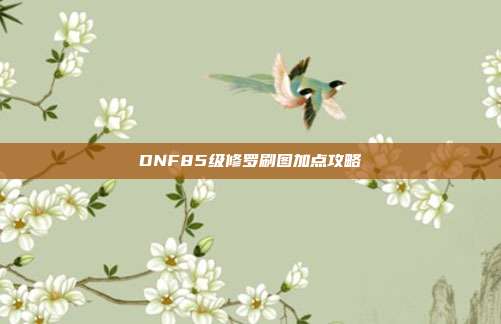 DNF85级修罗刷图加点攻略