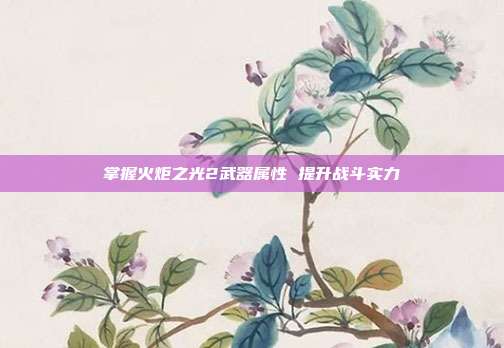 掌握火炬之光2武器属性 提升战斗实力
