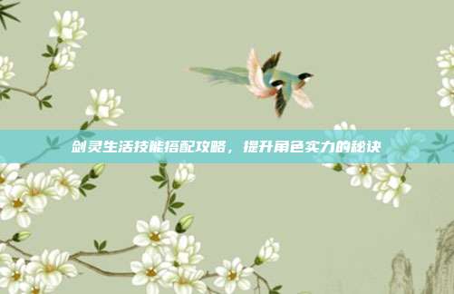 剑灵生活技能搭配攻略,提升角色实力的秘诀