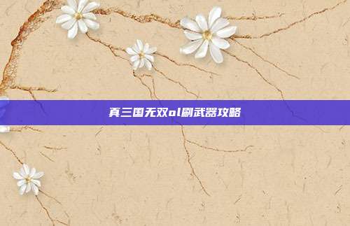真三国无双ol刷武器攻略