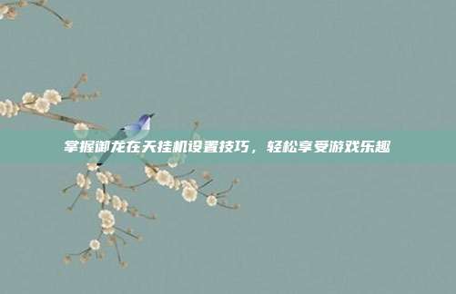 掌握御龙在天挂机设置技巧，轻松享受游戏乐趣