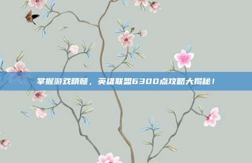 掌握游戏精髓,英雄联盟6300点攻略大揭秘!