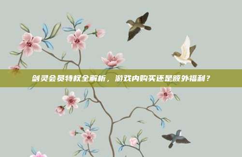 剑灵会员特权全解析，游戏内购买还是额外福利？