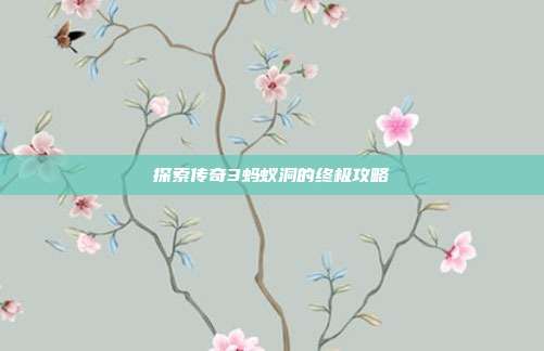 探索传奇3蚂蚁洞的终极攻略