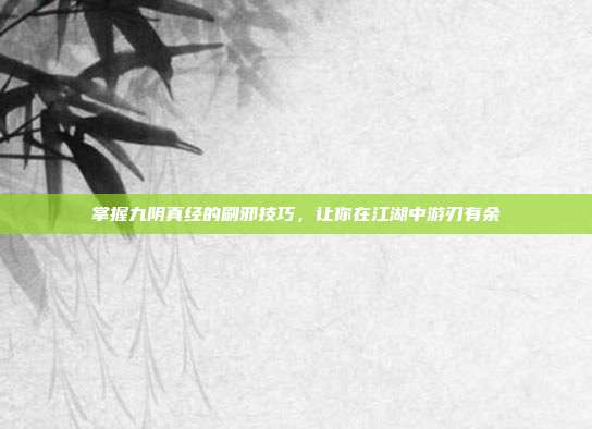 掌握九阴真经的刷邪技巧,让你在江湖中游刃有余