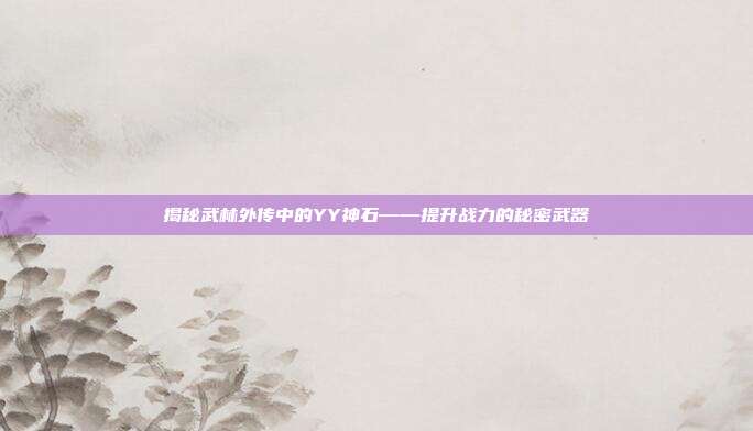 揭秘武林外传中的YY神石——提升战力的秘密武器