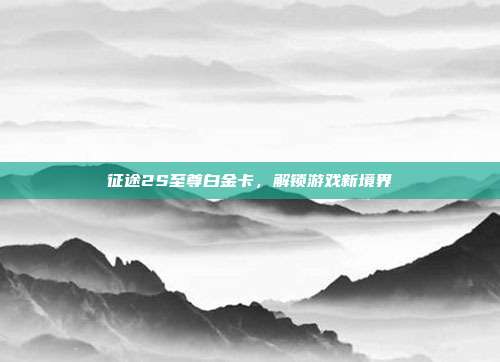 征途2S至尊白金卡,解锁游戏新境界