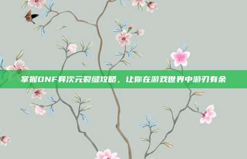 掌握DNF异次元裂缝攻略,让你在游戏世界中游刃有余