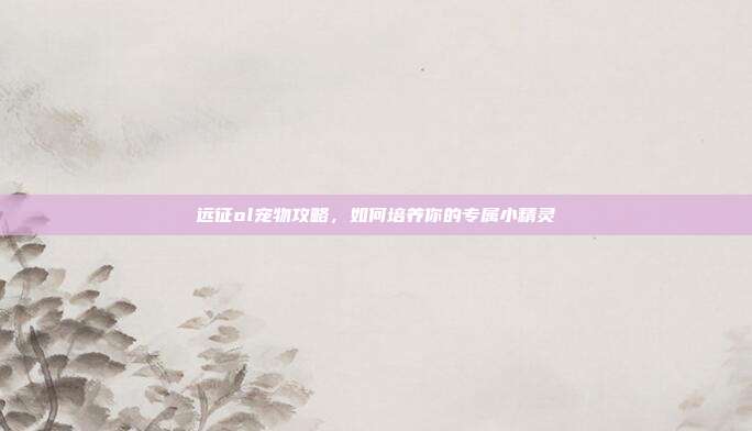 远征ol宠物攻略，如何培养你的专属小精灵