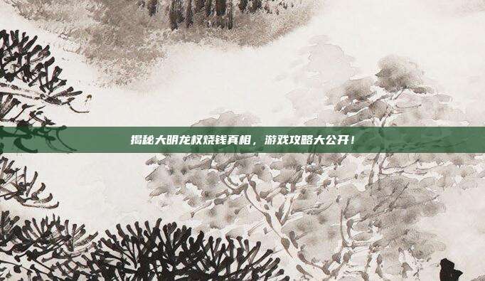 揭秘大明龙权烧钱真相,游戏攻略大公开!