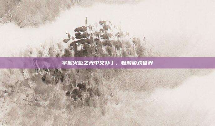 掌握火炬之光中文补丁,畅游游戏世界