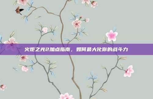 火炬之光2加点指南,如何最大化你的战斗力