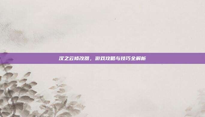 汉之云修改器,游戏攻略与技巧全解析