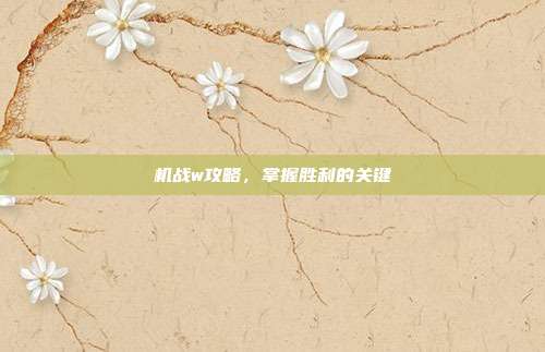 机战w攻略,掌握胜利的关键