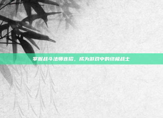 掌握战斗法师连招,成为游戏中的终极战士