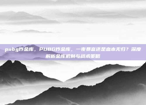 pubg炸金库，PUBG炸金库，一夜暴富还是血本无归？深度解析金库机制与战术策略