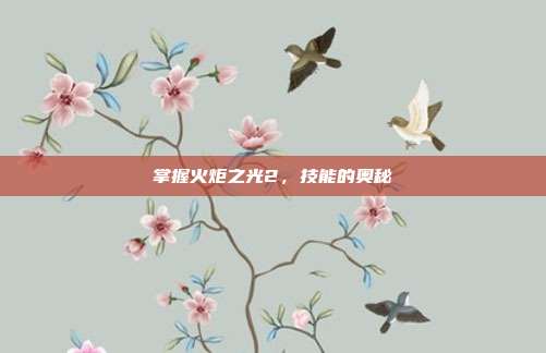 掌握火炬之光2,技能的奥秘