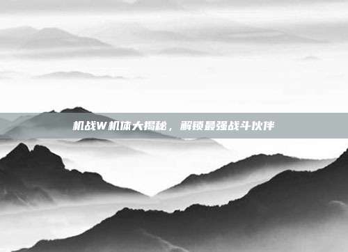机战W机体大揭秘,解锁最强战斗伙伴