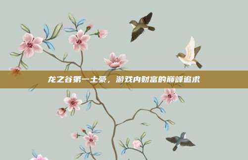 龙之谷第一土豪，游戏内财富的巅峰追求
